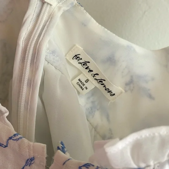 For Love And Lemons ‘Maisie’ Blue and White Mini Dress - Picture 3 of 5